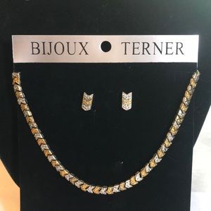 BIJOUX TERNER NECKLACE EARRINGS SET GOLD/SILVER